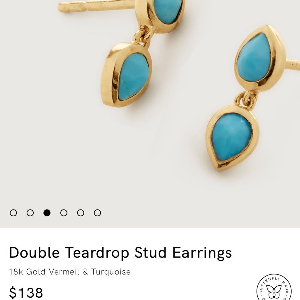 Monica Vinader double turquoise teardrops earings - Picture 3 of 7